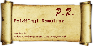 Polányi Romulusz névjegykártya